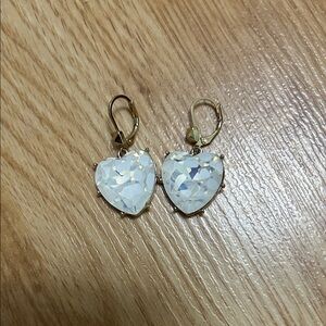 Betsey Johnson Gold and White Heart Earrings